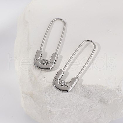 Fashionable Brass Cubic Zirconia Brooch Shape Hoop Earrings VD1668-1-1