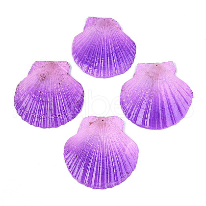 Spray Painted Natural Scallop Shell Big Pendants SSHEL-T017-14B-1