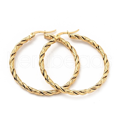303 Stainless Steel Twist Rope Hoop Earrings with 316 Stainless Steel Pins for Women EJEW-F285-37G-1