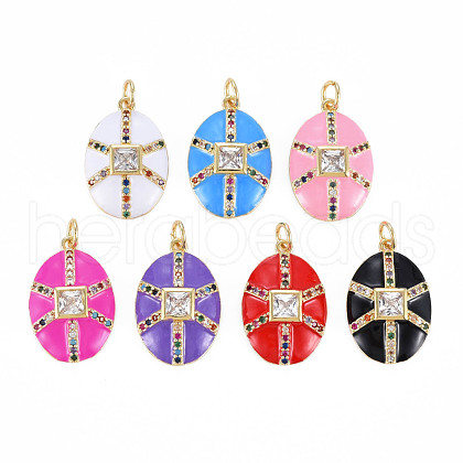 Brass Micro Pave Colorful Cubic Zirconia Pendants ZIRC-S067-238-NF-1