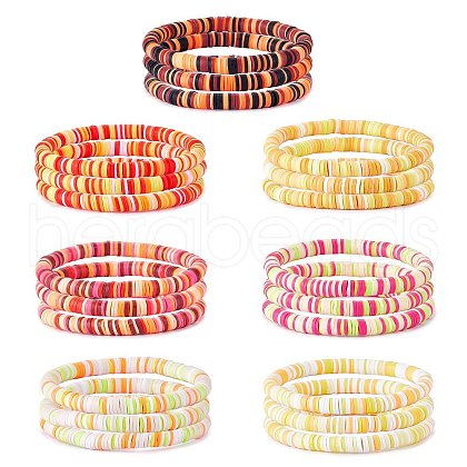 Handmade Polymer Clay Heishi Surfer Stretch Bracelets Set BJEW-SW00099-02-1