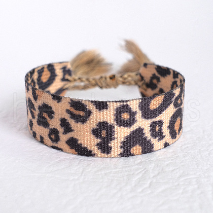 Leopard Print Pattern Polyester Cord Adjustable Bracelets BJEW-B127-01D-1