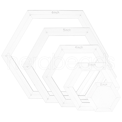 2/3/4/5/6 Inch Hexagon Quilting Template TOOL-WH0002-44-1