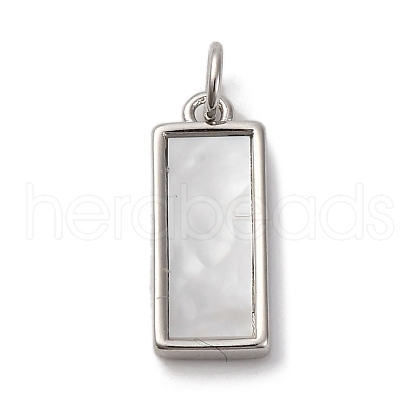 Brass Pave Natural Shell Rectangle Charms KK-P308-03P-1