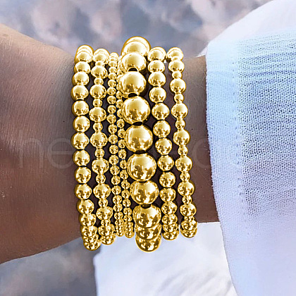7Pcs CCB Round Beaded Stretch Bracelets WGF8C34-04-1