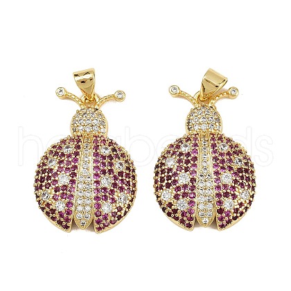Brass Micro Pave Cubic Zirconia Pendants KK-S526-40G-1
