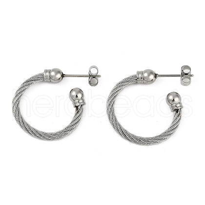 304 Stainless Steel Twist Stud Earrings for Women EJEW-M023-01P-1