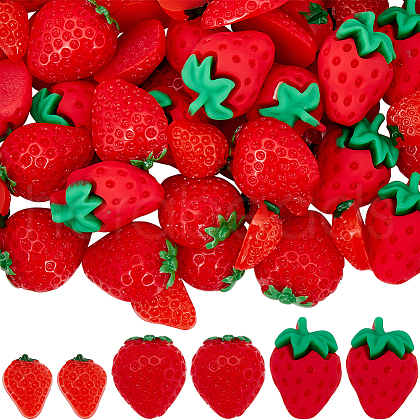 SUNNYCLUE 60Pcs 3 Styles Strawberry Resin Decoden Cabochons RESI-SC0005-69-1