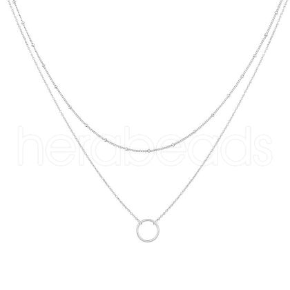 Ring Alloy Pendant Double Layer Necklaces for Women FS-WG49CC8-02-1