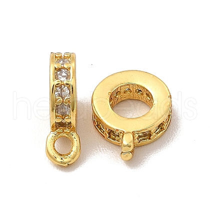 Rack Plating Brass Micro Pave Clear Cubic Zirconia Tube Bails KK-G457-04G-1
