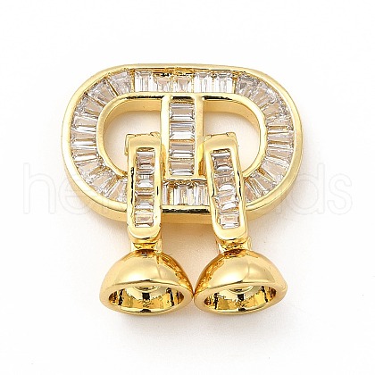 Rack Plating Brass Pave Clear Cubic Zirconia Fold Over Clasps KK-G458-04G-1