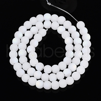 Frosted Imitation Jade Glass Beads Strands GLAA-T032-J6mm-MBB01-1