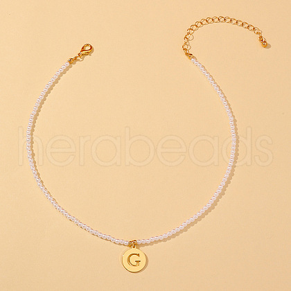 Round Plastic Pearl Beaded Necklaces FS-WG7BB5B-07-1
