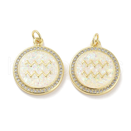 Brass Micro Pave Clear Cubic Zirconia Pendants KK-L213-032G-1
