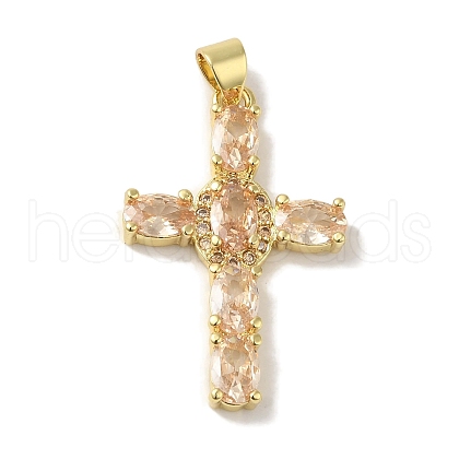 Rack Plating Brass Micro Pave Cubic Zirconia Pendants KK-P272-09G-1