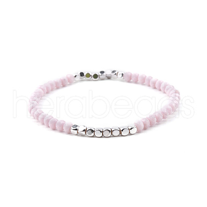 Gold-tone Miyuki Elastic Crystal Beaded Bracelet with Acrylic Tube Beads ST9549968-1