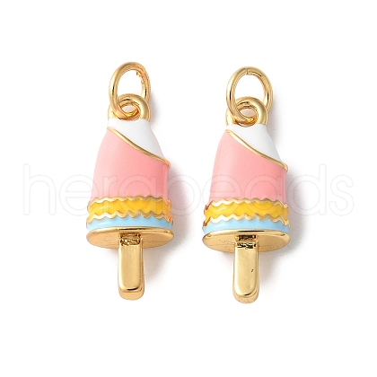 Ice Cream Rack Plating Brass Enamel Pendants KK-Q804-01G-01-1