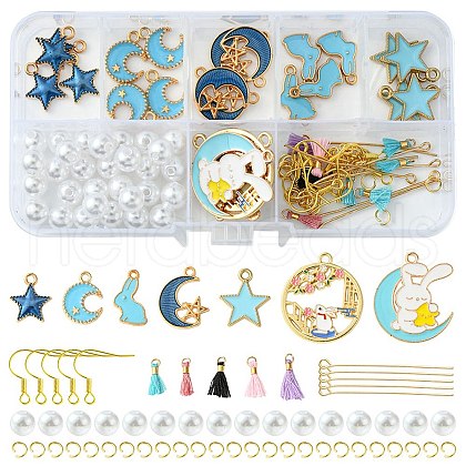 DIY Alloy Enamel & Acrylic & Polycotton Tassel Dangle Earrings Making Kits DIY-FS0001-21B-1