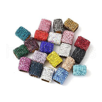 Rhinestone Clay Pave Brass Beads KK-P305-07A-G-1