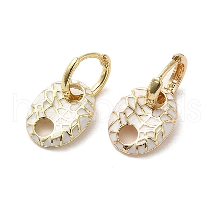 Oval Real 18K Gold Plated Brass Dangle Hoop Earrings EJEW-L268-007G-09-1