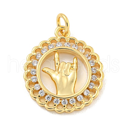 Brass Micro Pave Clear Cubic Zirconia Pendants KK-U007-01G-02-1