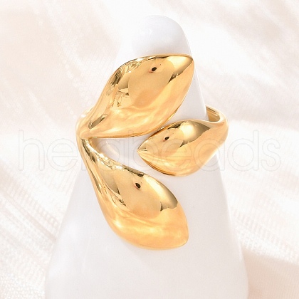 Teardrop 304 Stainless Steel Open Cuff Rings RJEW-R018-01G-03-1