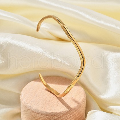 304 Stainless Steel Cuff Bangles for Women BJEW-B108-11G-1