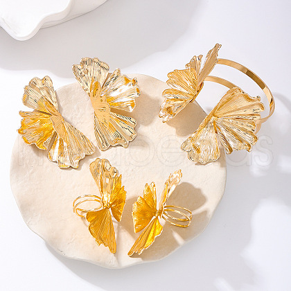 Ginkgo Leaf Alloy Cuff Bangle & Cuff Ring & Stud Earring FS-WGAADEF-01-1