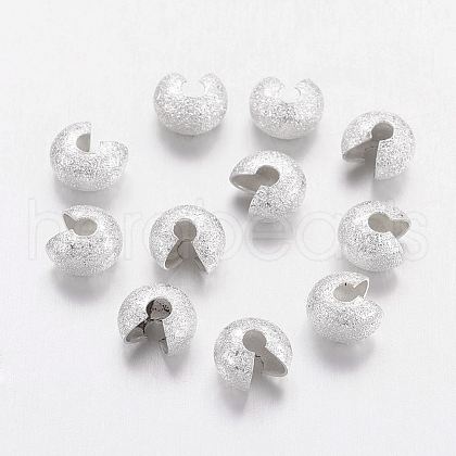 Brass Crimp Beads Covers X-KK-G017-S-NF-1