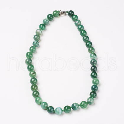 Natural Dyed Agate Beads Necklaces NJEW-F139-10mm-17-1