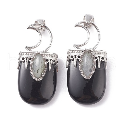 Natural Black Obsidian Pendants G-F639-09E-P-1
