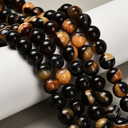 Dyed Natural Agate Beads Strands G-G203-10C-10mm-1