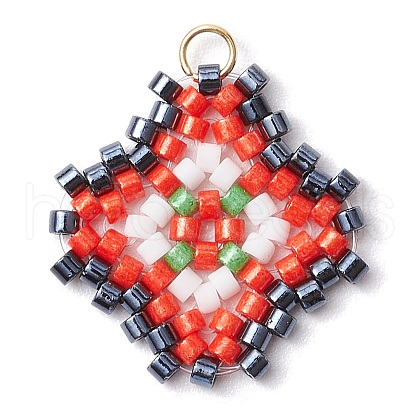 Seed Beads Beaded Charms PALLOY-MZ00324-02-1