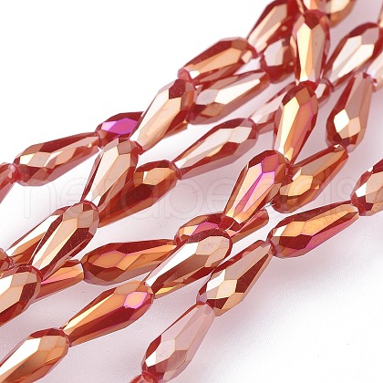 Electroplated Opaque Glass Beads Strands EGLA-L015-FR-B07-1