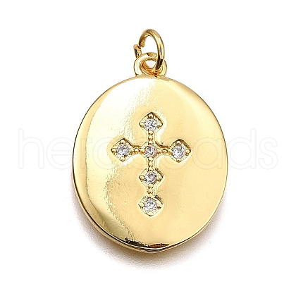Rack Plating Brass Micro Pave Cubic Zirconia Pendants KK-K401-89G-1