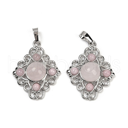Natural Rose Quartz Pendants G-Z077-01P-12-1