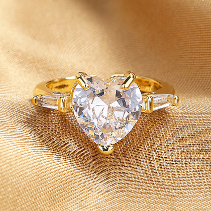 Brass Pave Cubic Zirconia Adjustable Cuff Rings for Women JI1426-1
