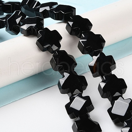 Natural Black Onyx Beads Strands G-K357-C06-01-1