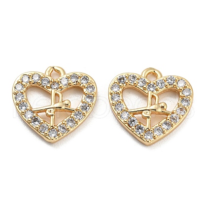 Brass Micro Cubic Zirconia Charms KK-Q789-28G-1