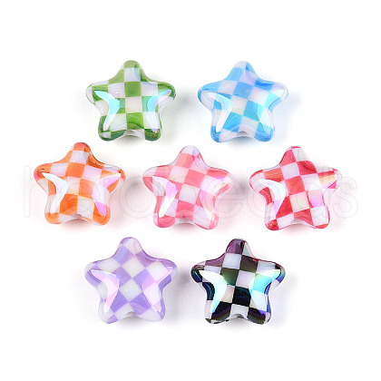 UV Plating Opaque Acrylic Beads MACR-N018-02-1