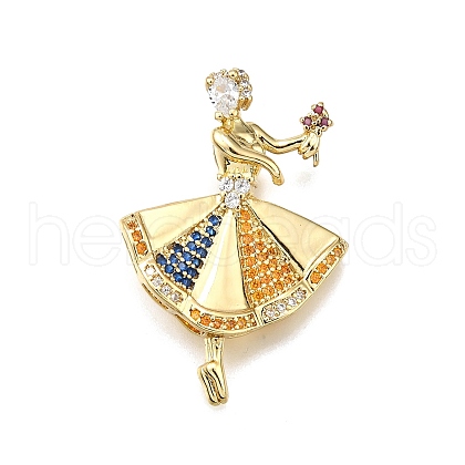 Rack Plating Brass Micro Pave Cubic Zirconia Pendants KK-D343-14G-B-1