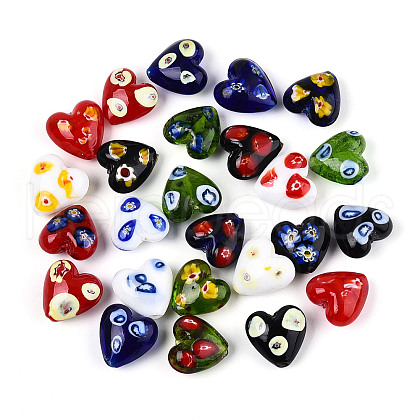 Handmade Millefiori Glass Beads LAMP-N024-43-1