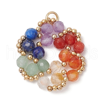 Natural Green Aventurine & Agate & Carnelian & Amethyst & Lapis Lazuli & Citrine Wire Wrapped Pendants PALLOY-TA00241-02-1