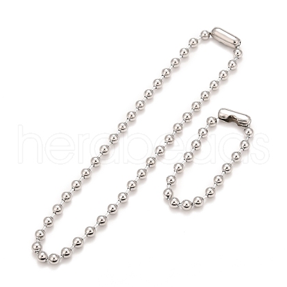 304 Stainless Steel Ball Chain Necklace & Bracelet Set STAS-D181-02P-01B-1