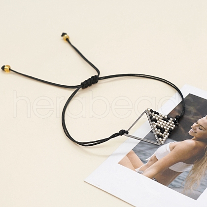 Rhombus Loom Pattern MIYUKI Seed Beads Bracelets for Women BJEW-C011-36L-1