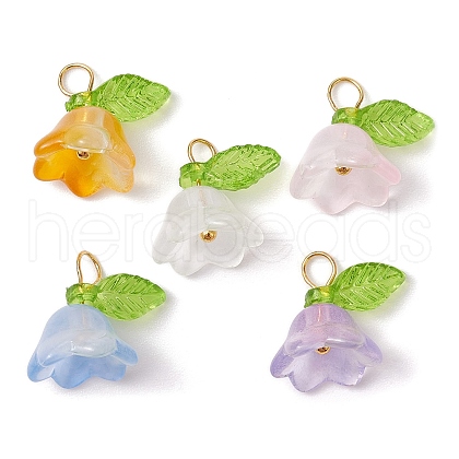 50Pcs 5 Colors Glass Charms PALLOY-JF02301-01-S-1