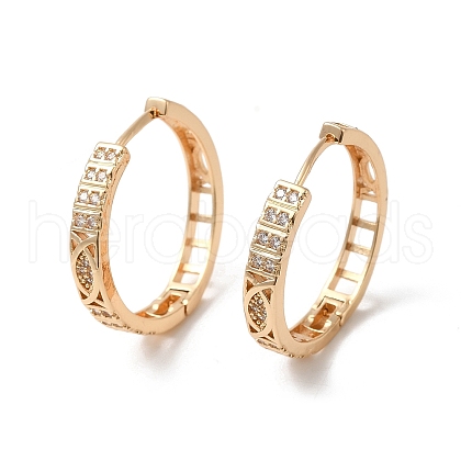 Brass Micro Pave Cubic Zirconia Hoop Earrings for Women EJEW-M238-20KCG-1