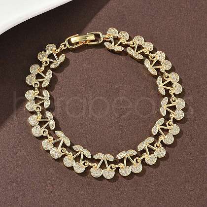 Cherry Brass Micro Pave Cubic Zirconia Chain Bracelets BJEW-L703-01B-G-1