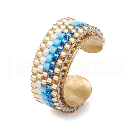 Glass Seed Beads Cuff Rings RJEW-MZ00016-01-1