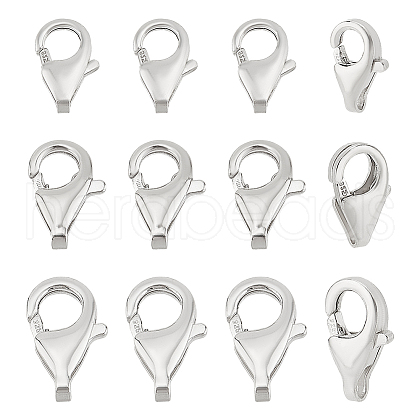   12Pcs 3 Styles 925 Sterling Silver Lobster Claw Clasps STER-PH0002-87-1